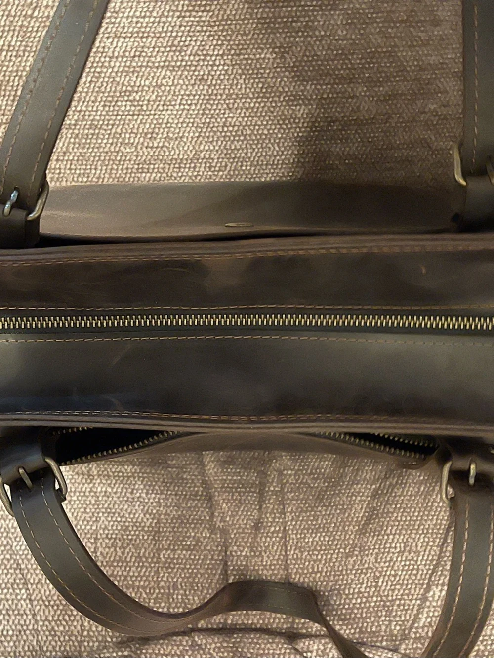 Dark Brown Leather Dog Tote Bag